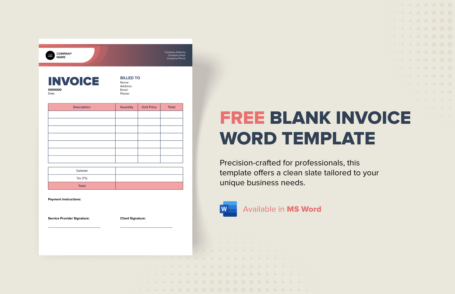 Blank Invoice Template - Step by Step Overview [Free Download]