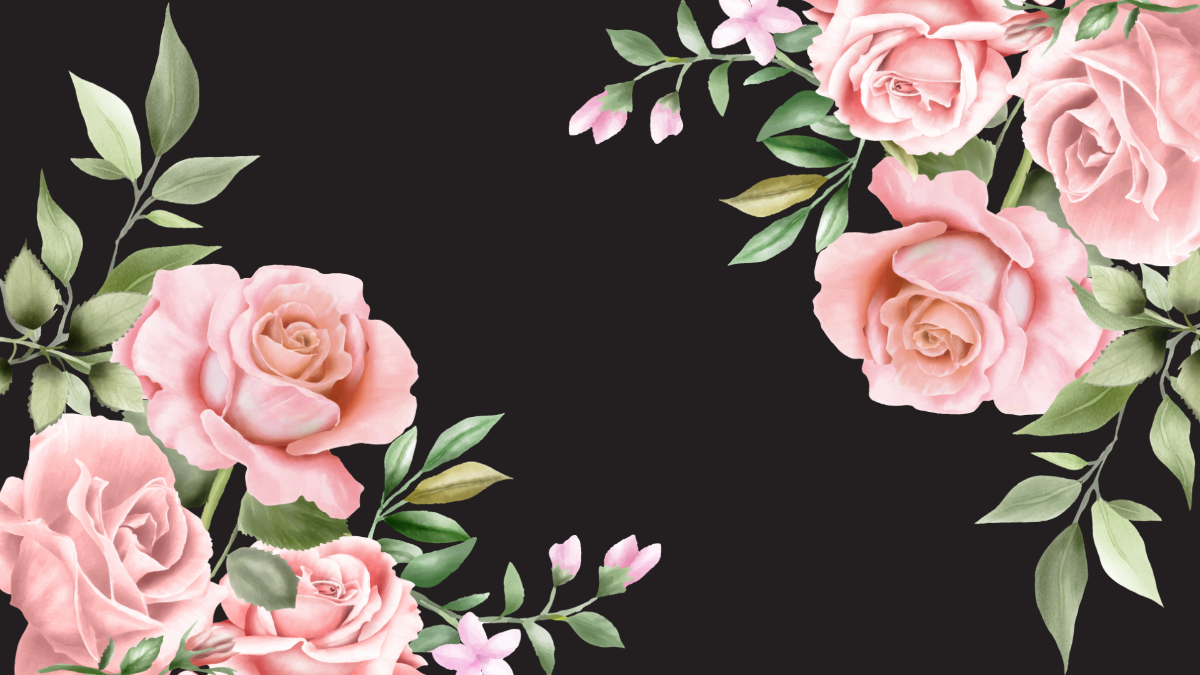 Pink and Black Floral Background Template