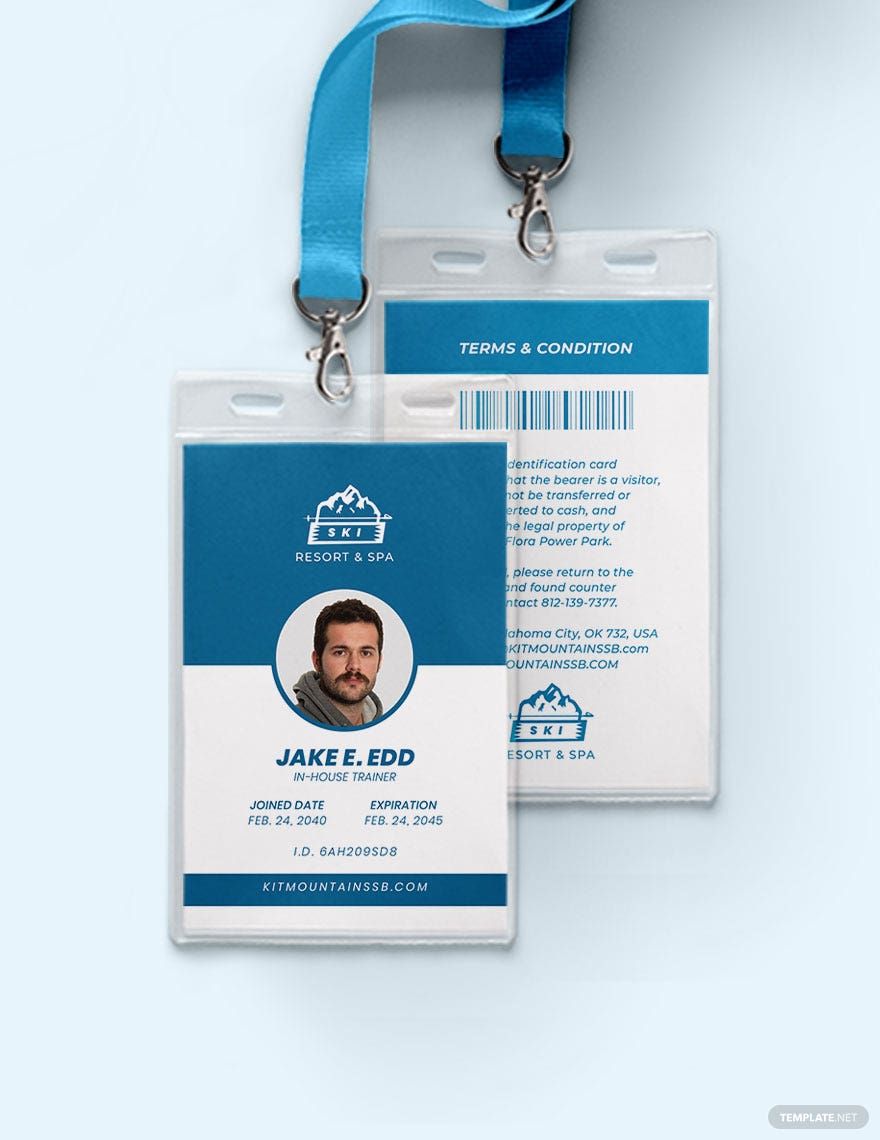 Sample Ski Resort ID Card Template