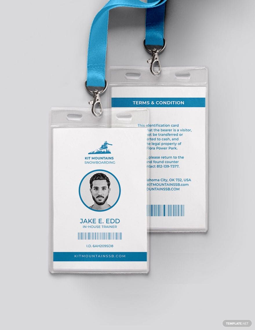 Simple SnowBoard ID Card Template