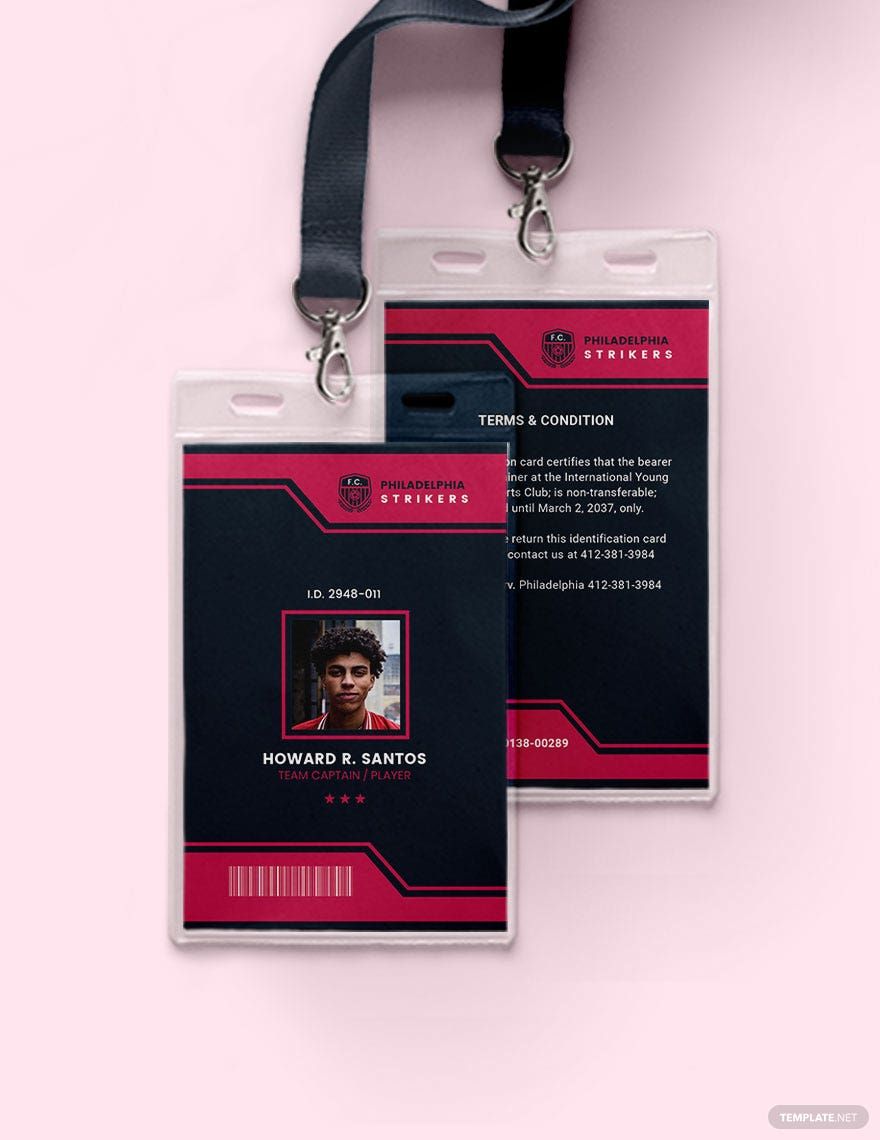 Soccer ID Card Template in Word, Illustrator, PSD, Apple Pages, Publisher