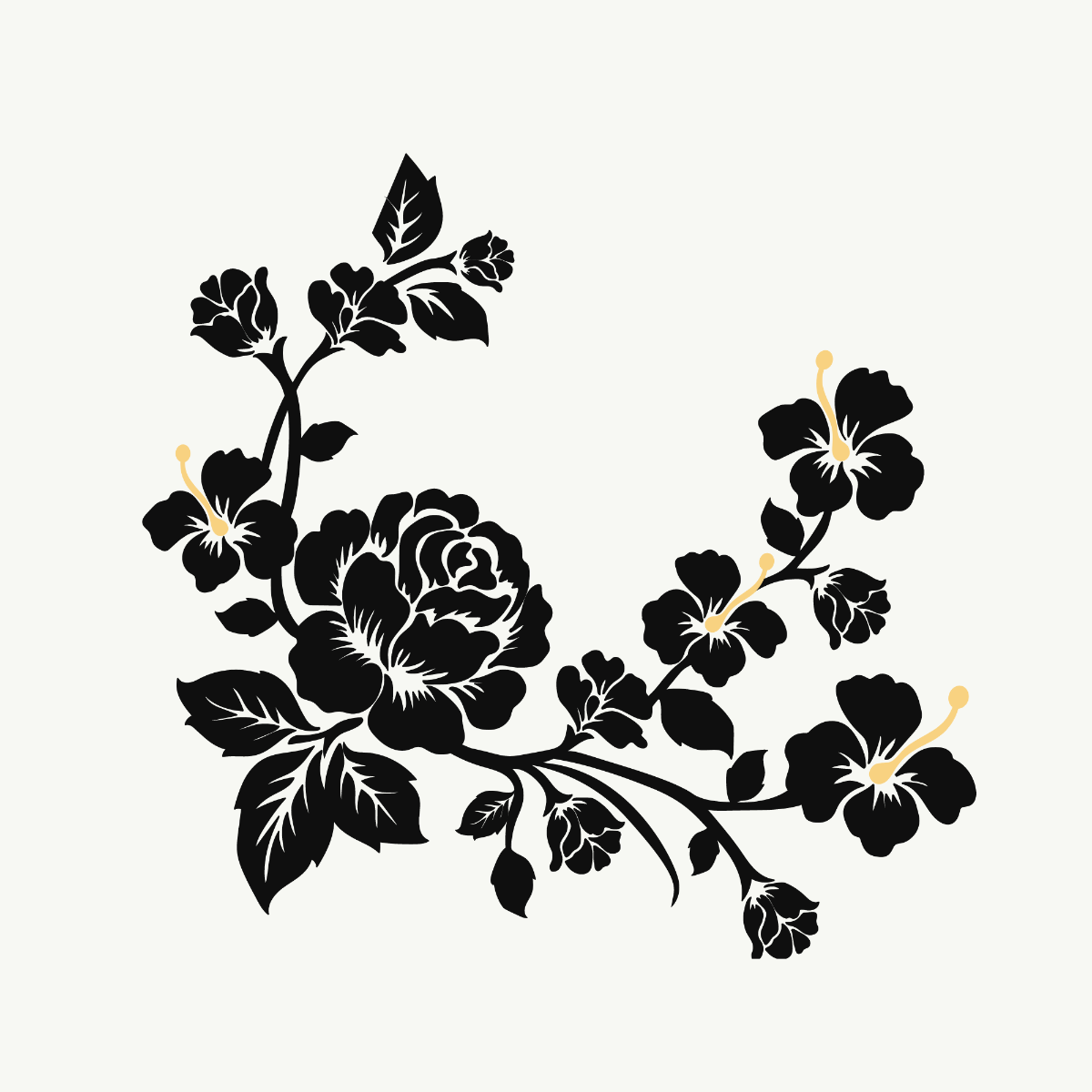Black Floral Vector Template