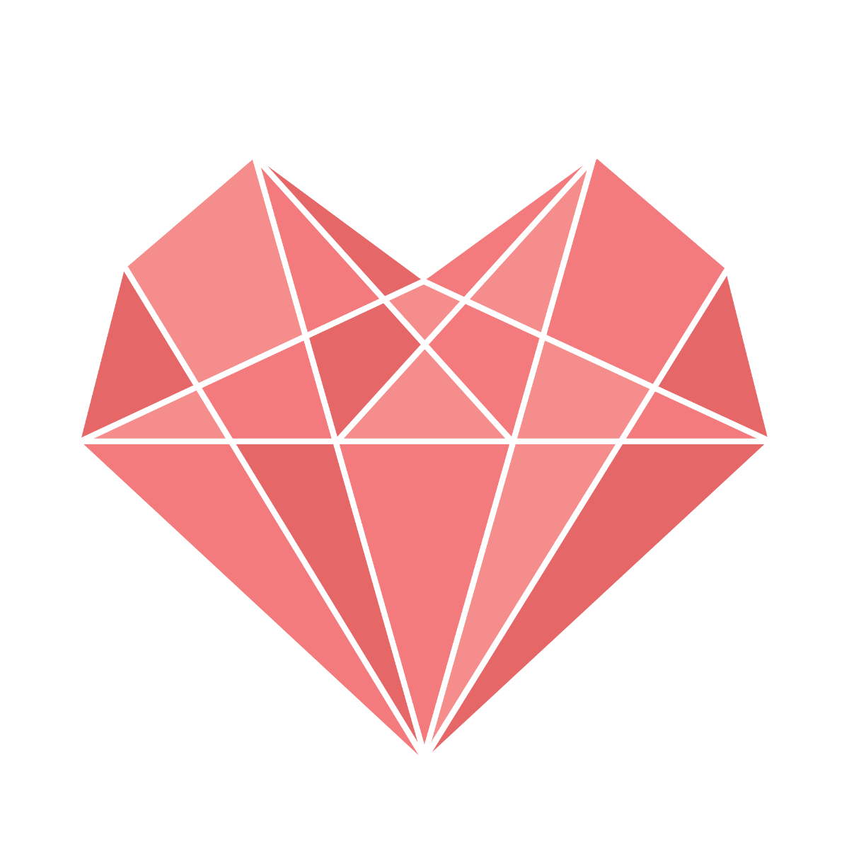 Diamond Heart Vector Outline Template