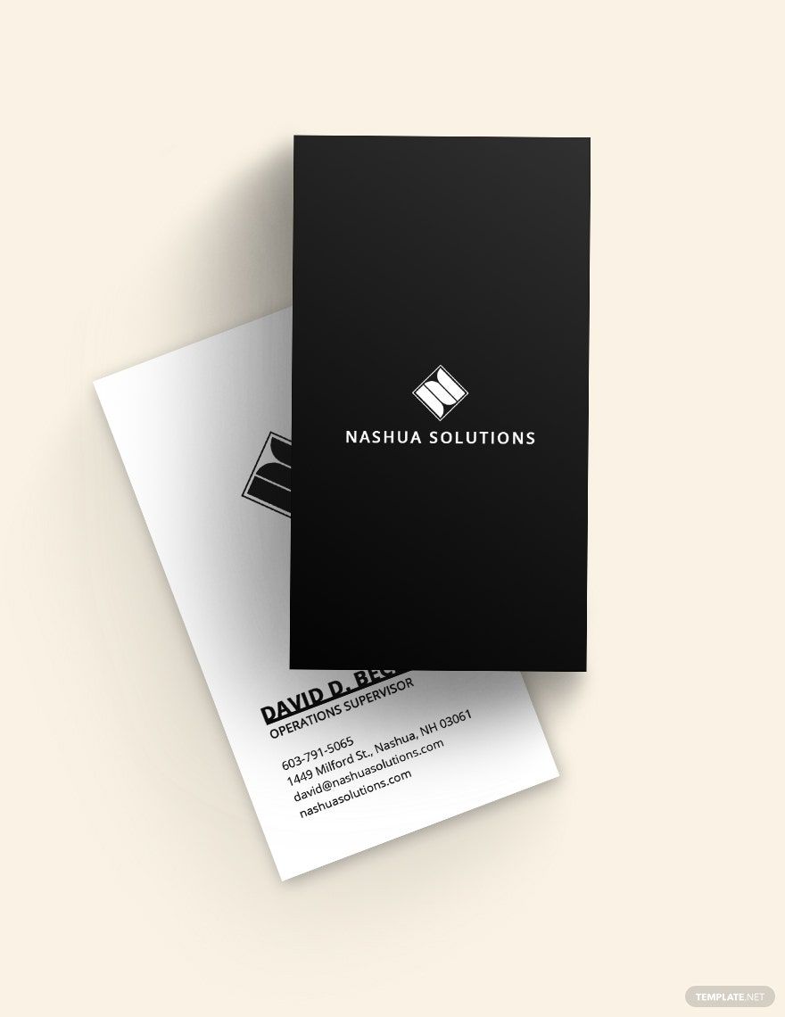 Black White Vertical Business Card Template