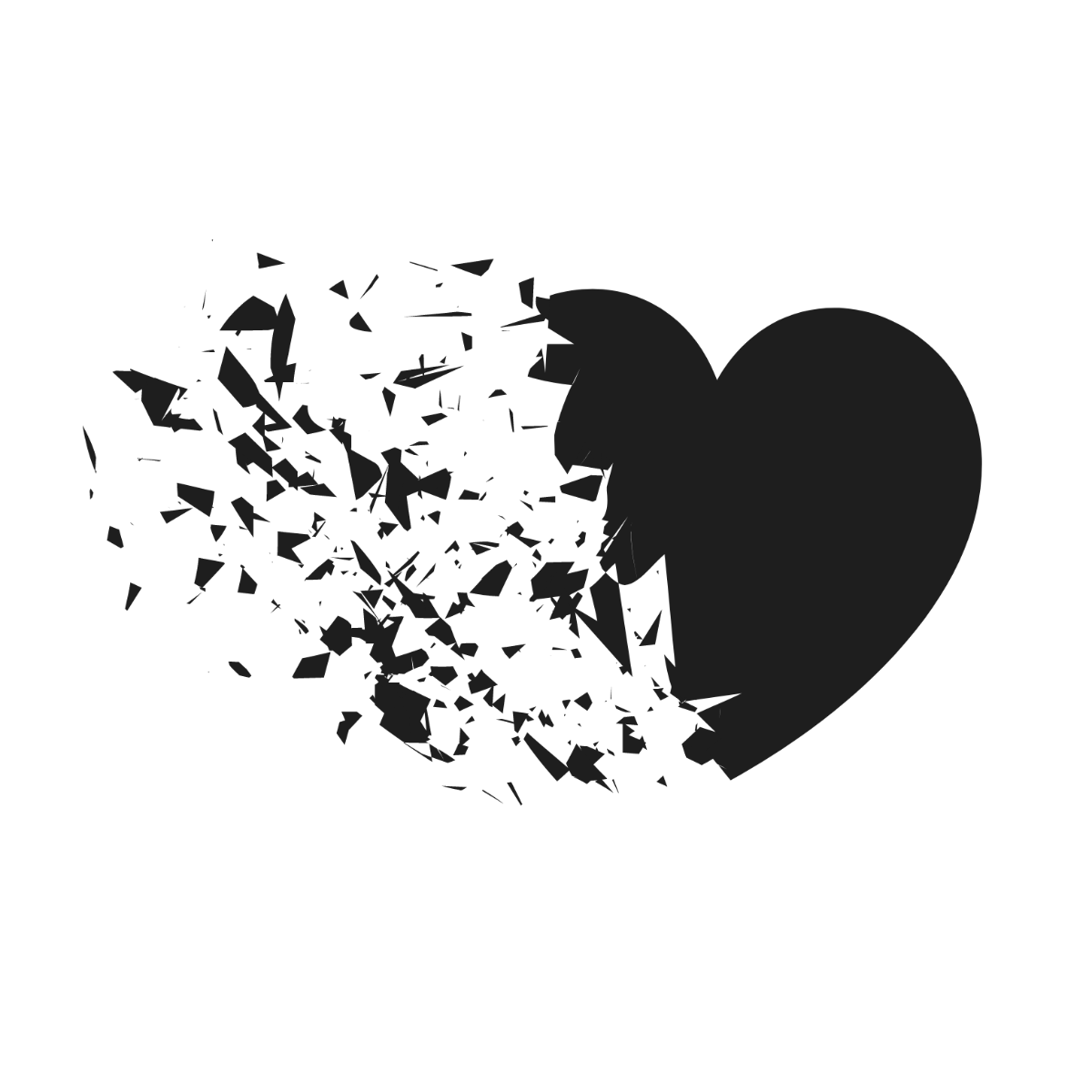 Shattered Heart Silhouette Template