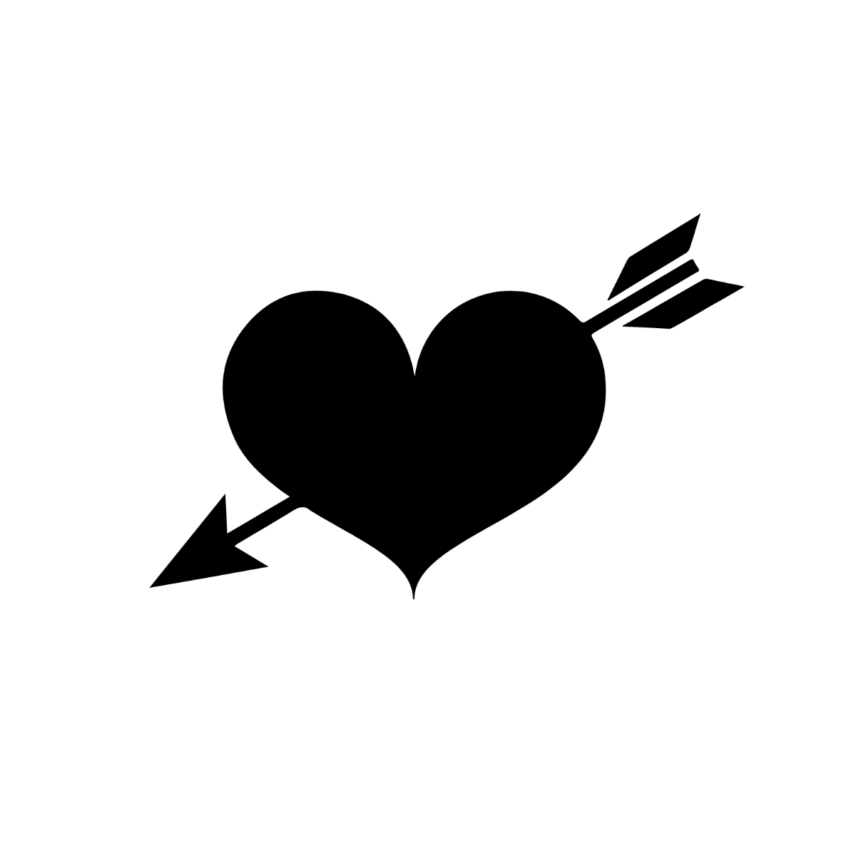 Black Heart with Arrow Silhouette Template