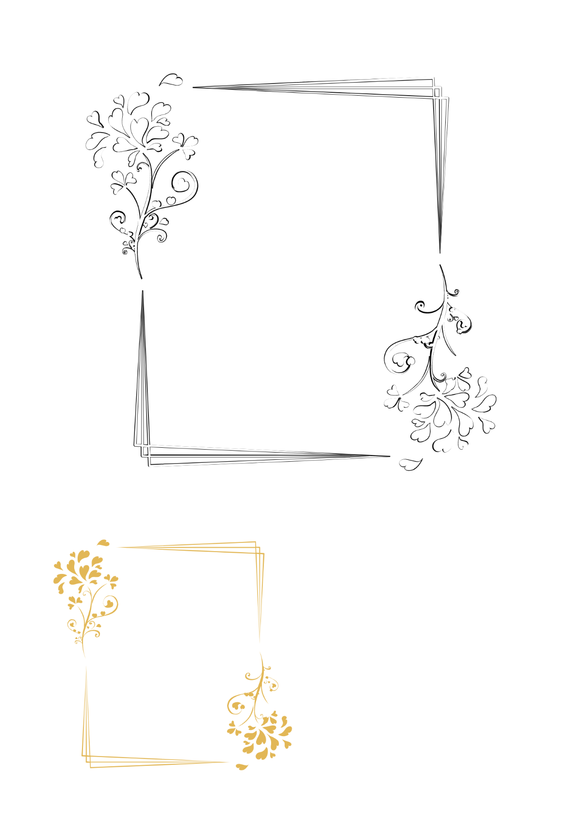 Floral Gold Frame Coloring Page Template
