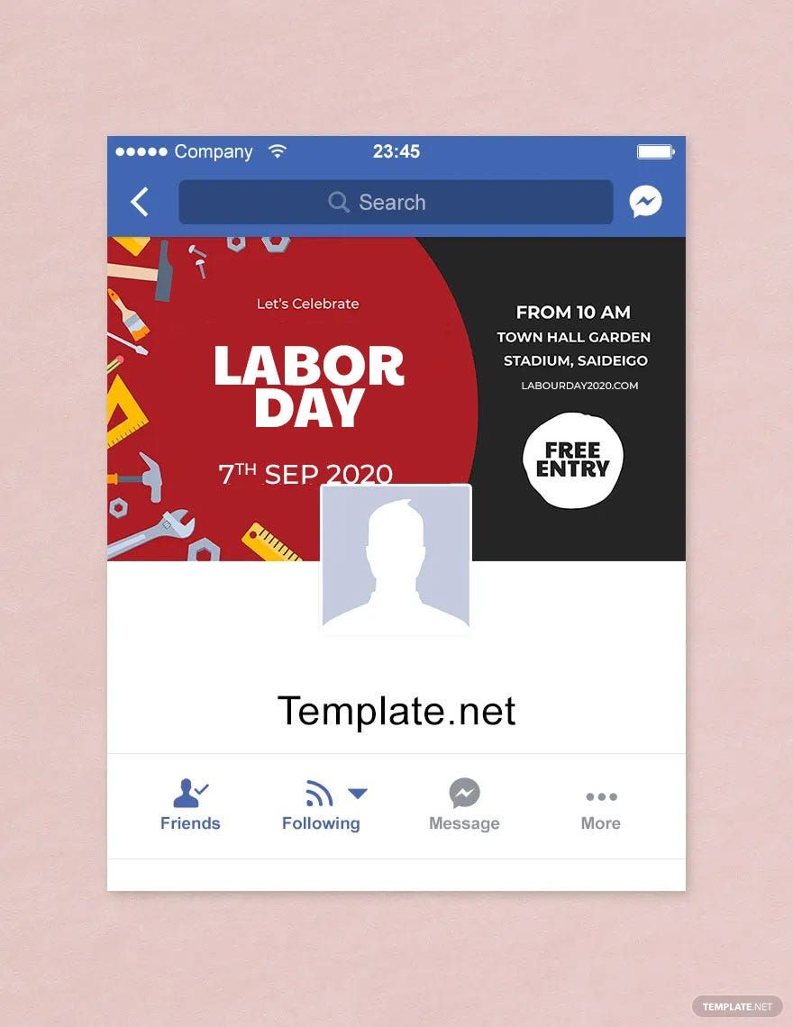Free Labor Day Facebook App Cover Template