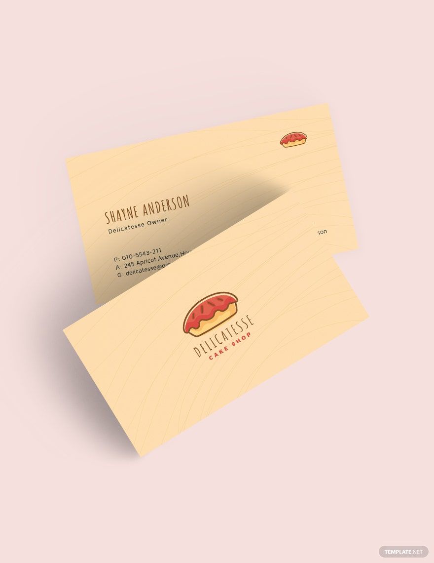 Cake Shop Business Card Template in Word, Google Docs, Illustrator, PSD, Apple Pages, Publisher