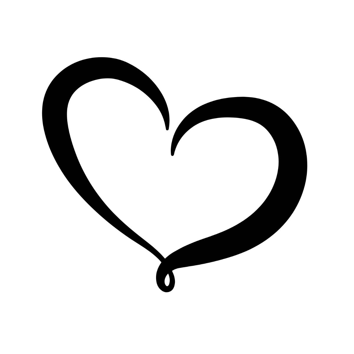 Decorative Heart Clipart Black and White Template