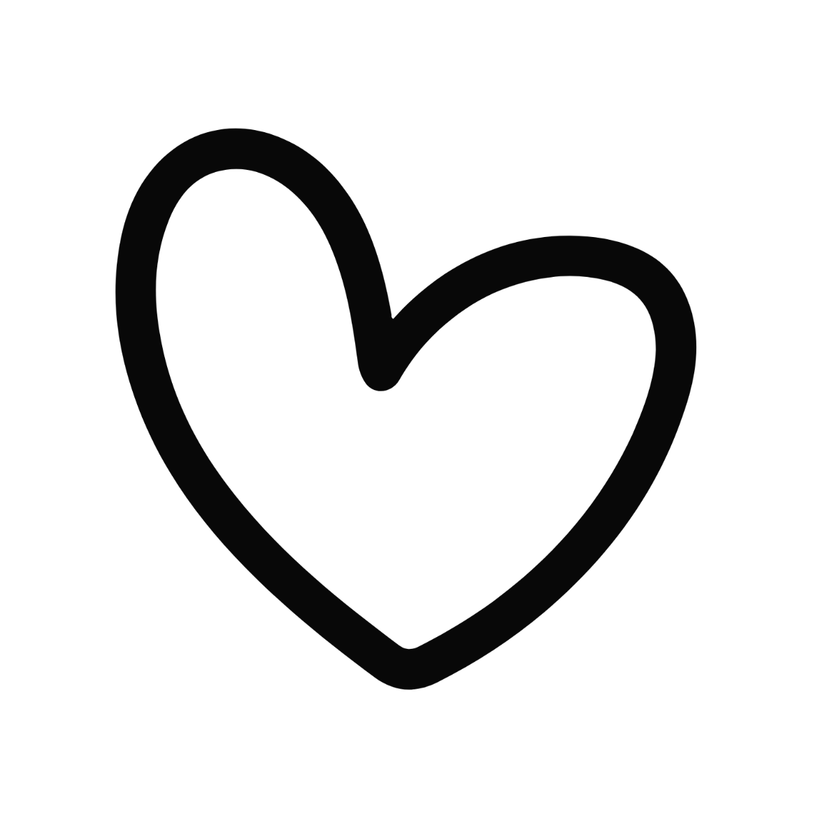 Simple Heart Clipart Black and White Template