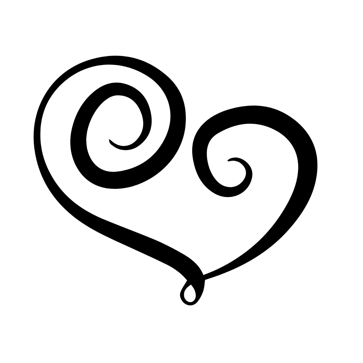 Black and White Swirl Heart Clipart Template