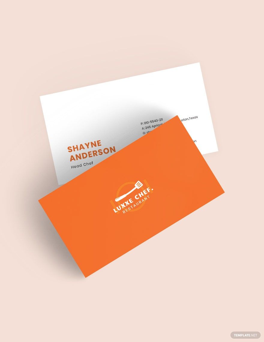 Chef Business Card Template in Word, Google Docs, Illustrator, PSD, Apple Pages, Publisher