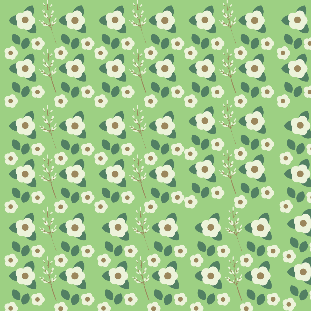 Green Floral Background Vector Template