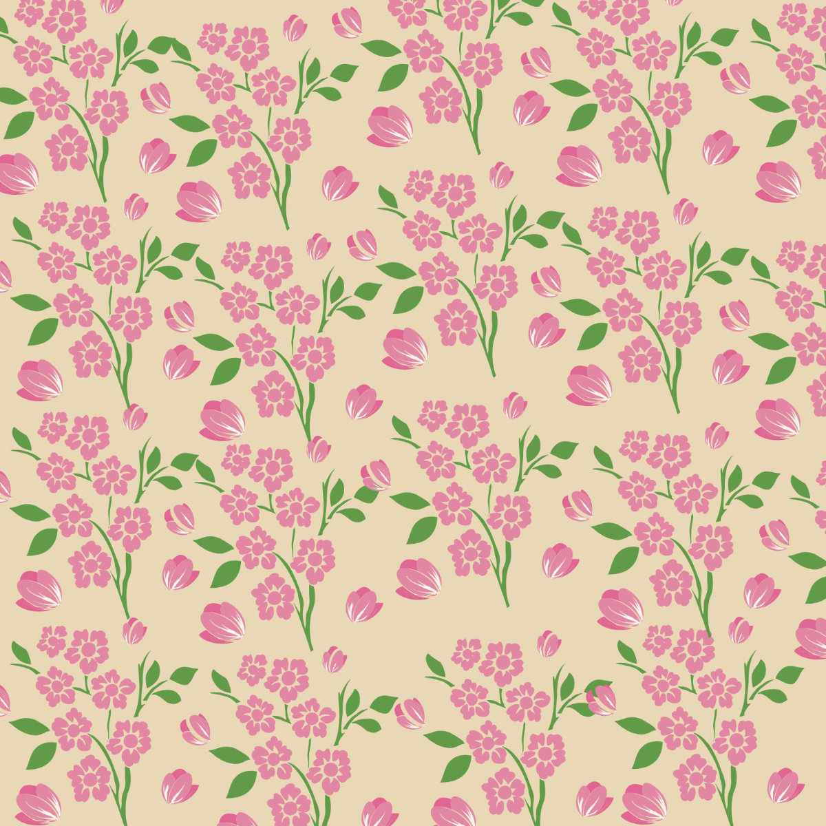 Pink Floral Background Vector Template