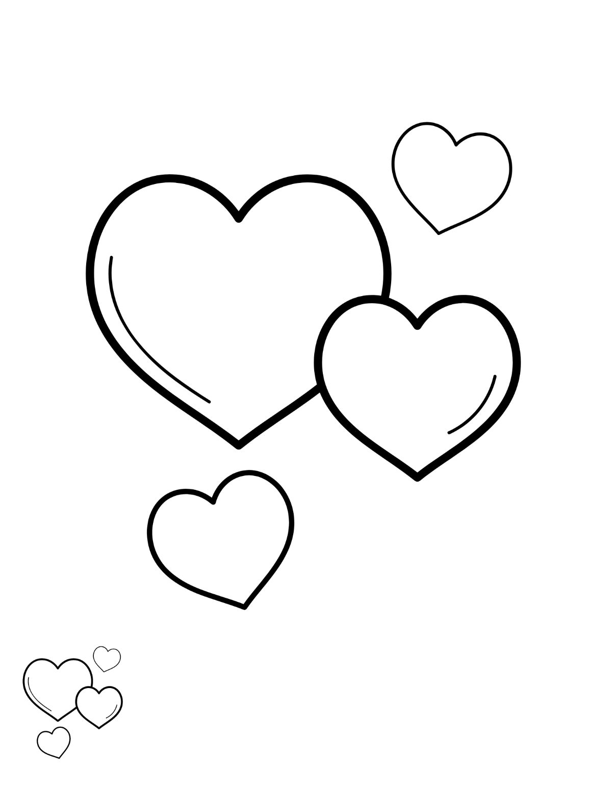 Easy Heart Coloring Page for Kids Template