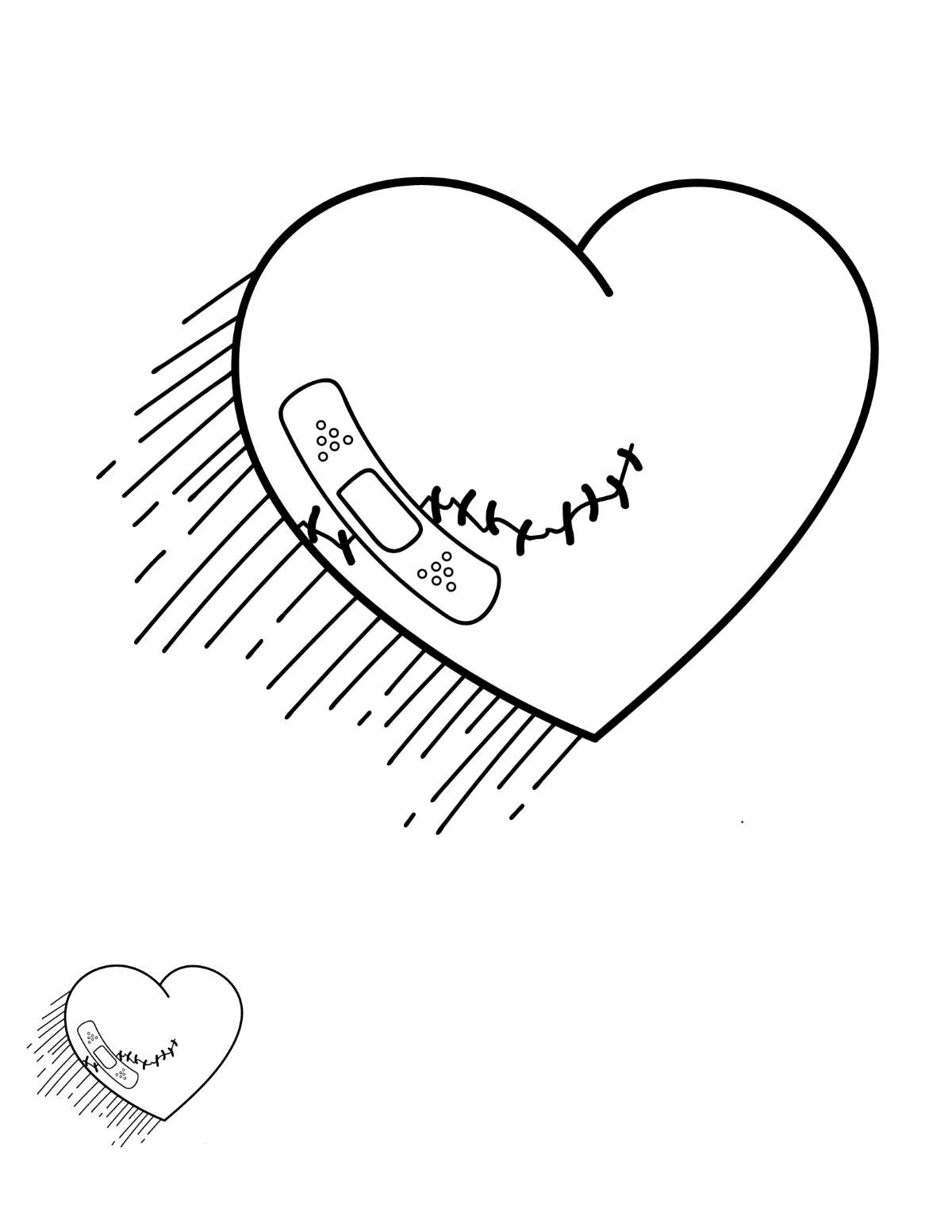 Emo Heart Coloring Page Template
