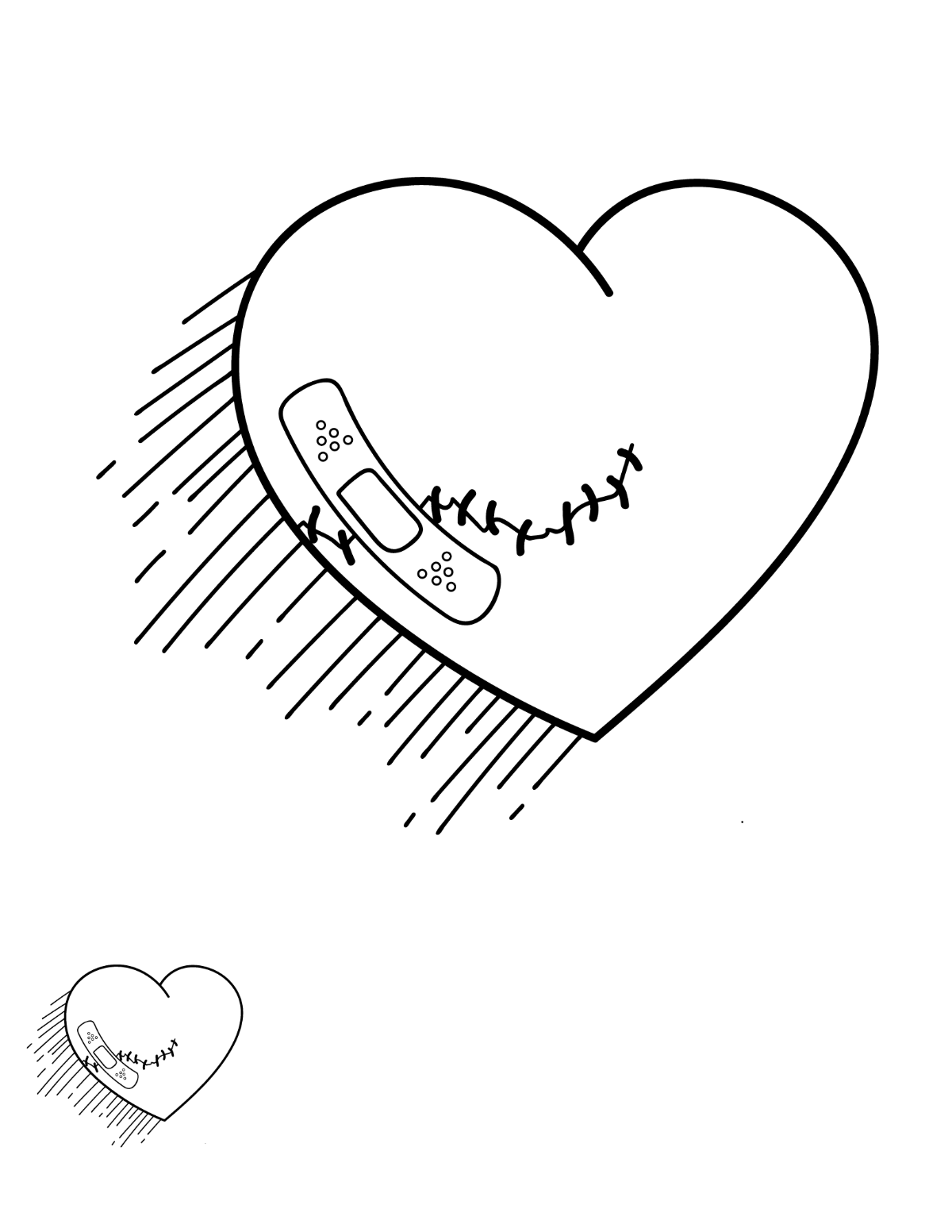 Free Emo Heart Coloring Page Template