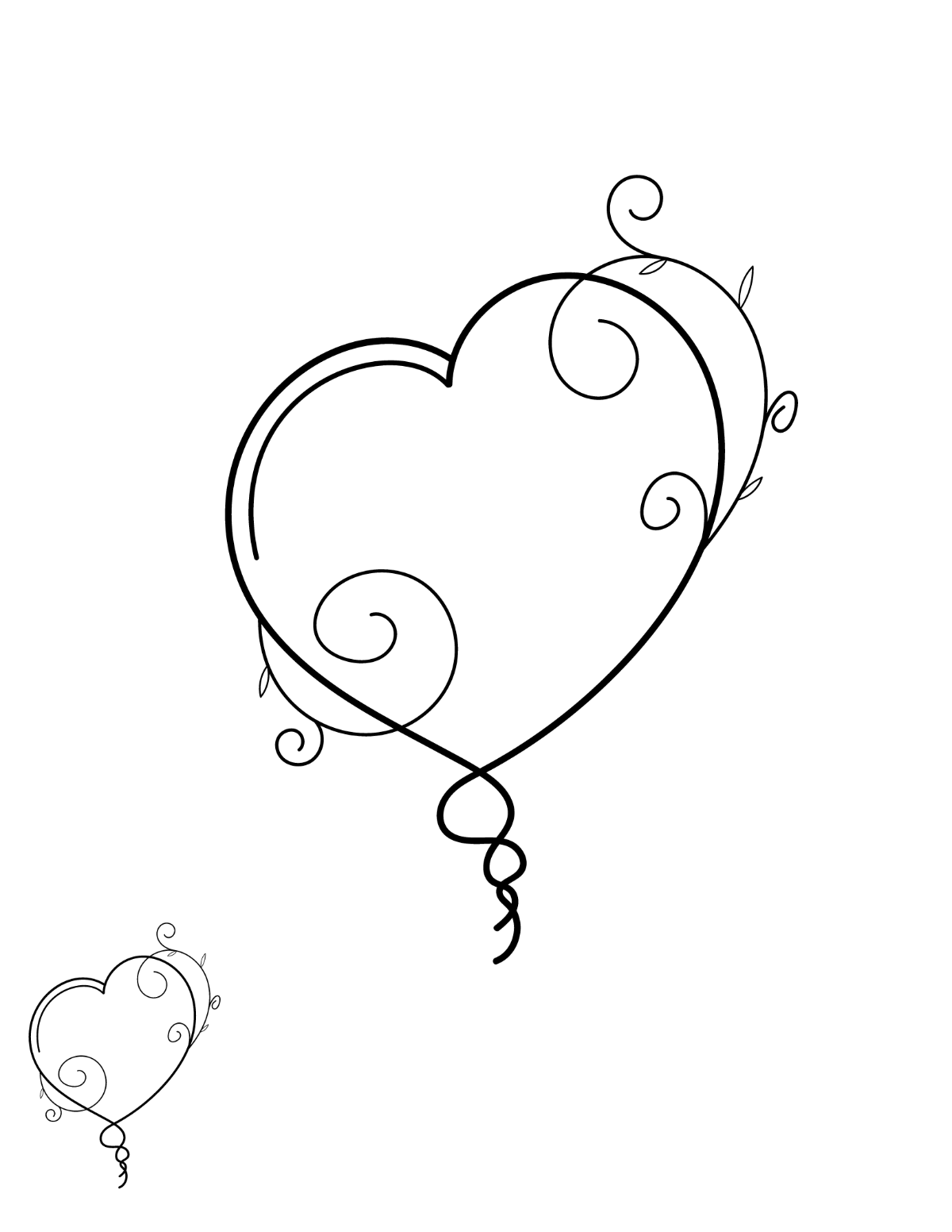Fancy Heart Coloring Page Template