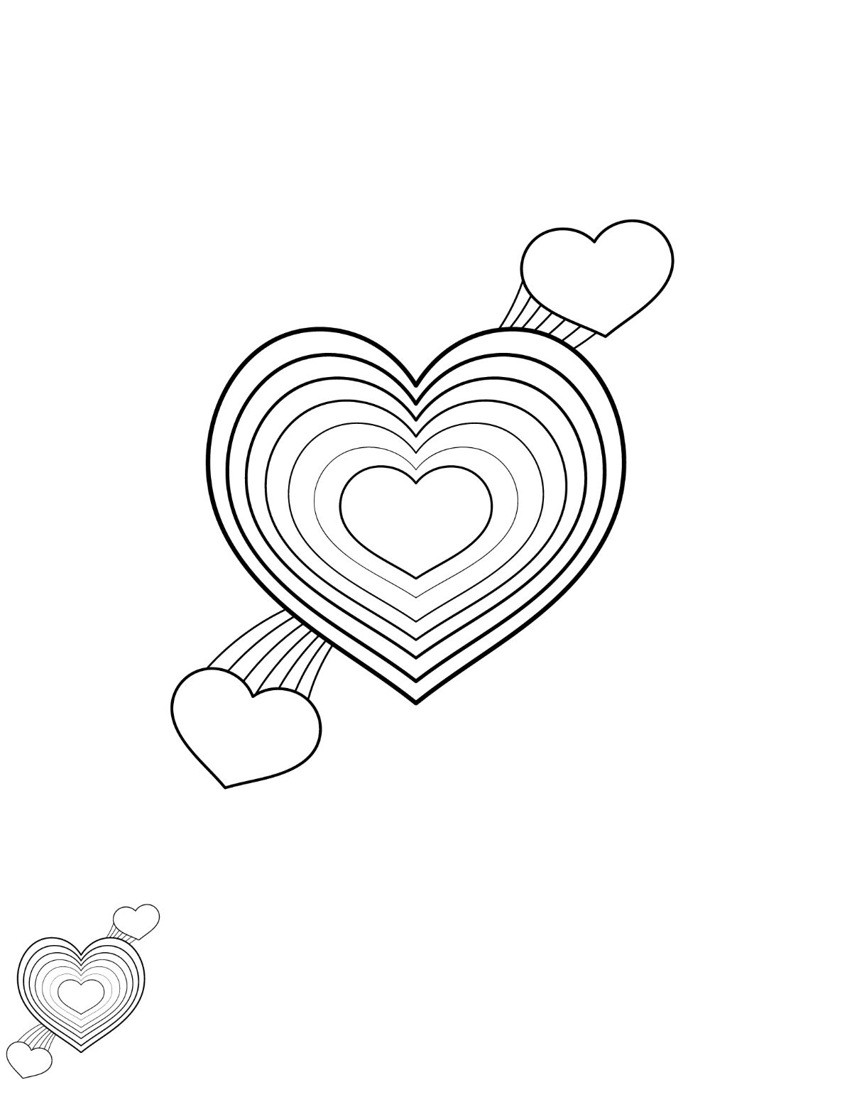Rainbow Heart Coloring Page Template