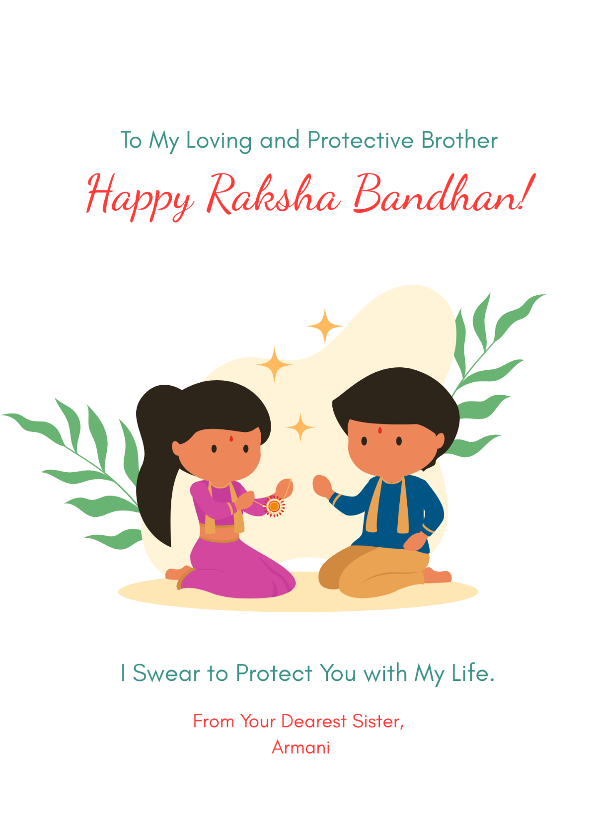 Free Raksha Bandhan Card For Brother Template to Edit Online