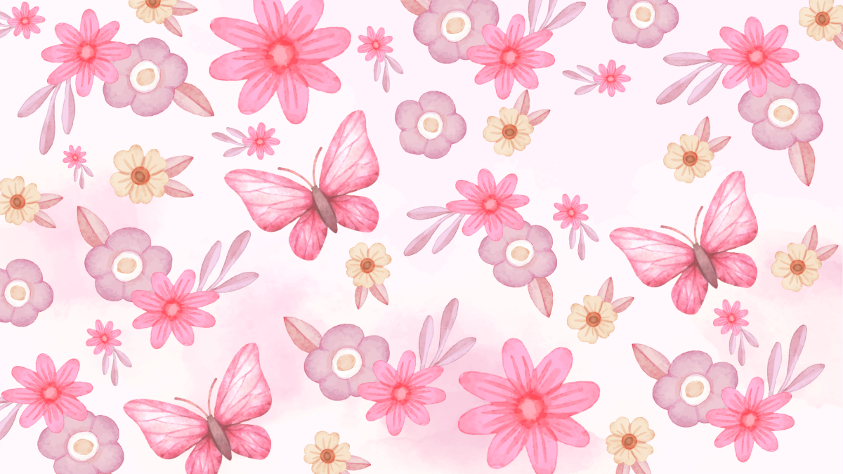Watercolor Pink Floral Background Template