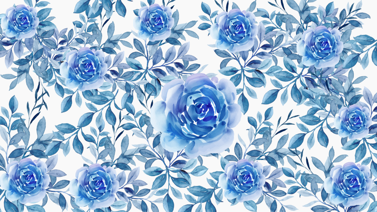 Blue Floral Watercolor Background Template