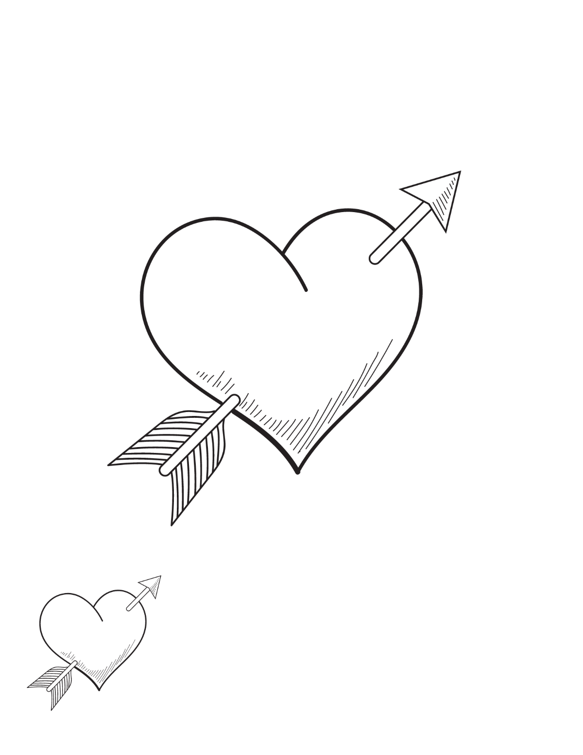 Heart and Arrow Coloring Page Template