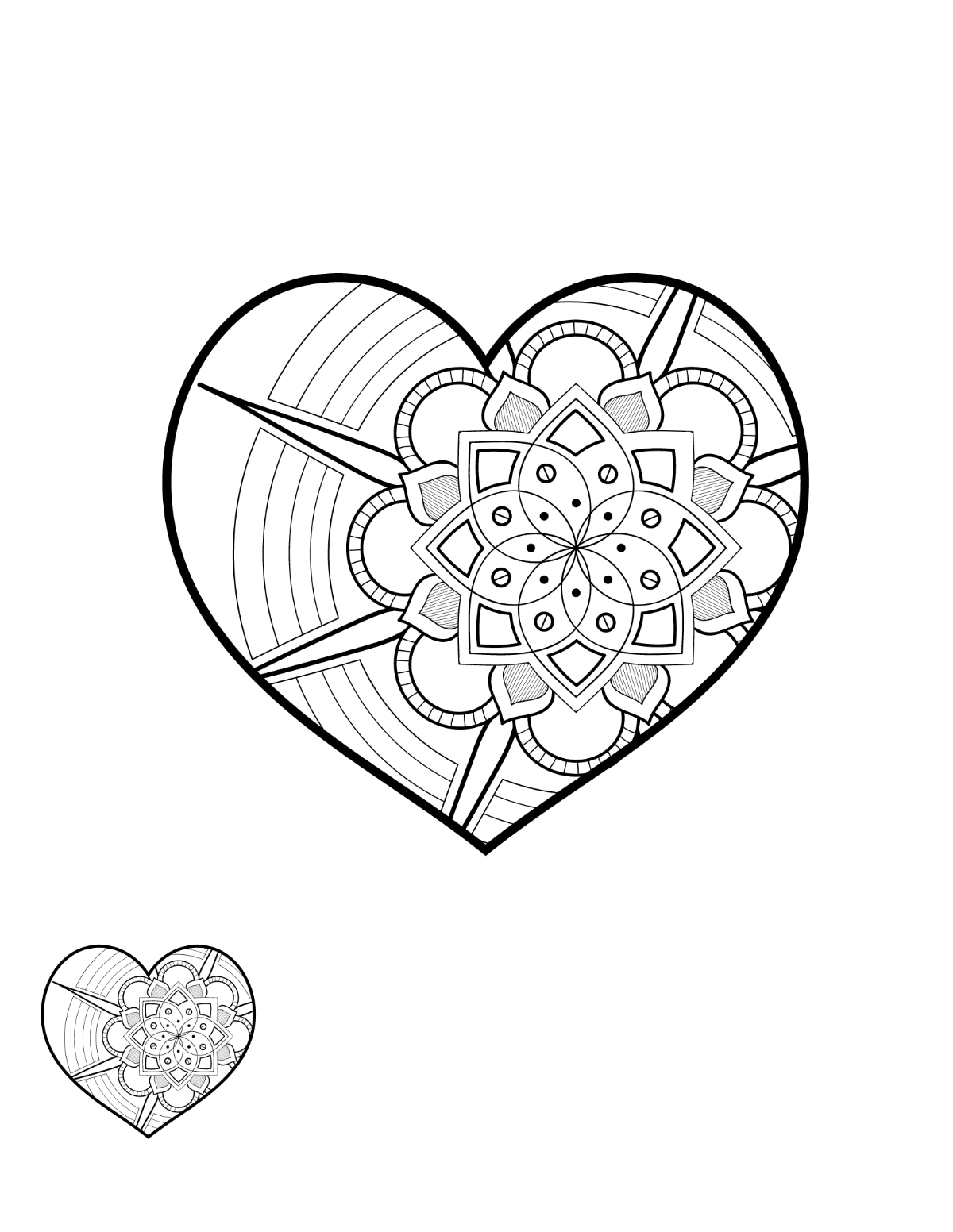 Mandala Heart Coloring Page Template
