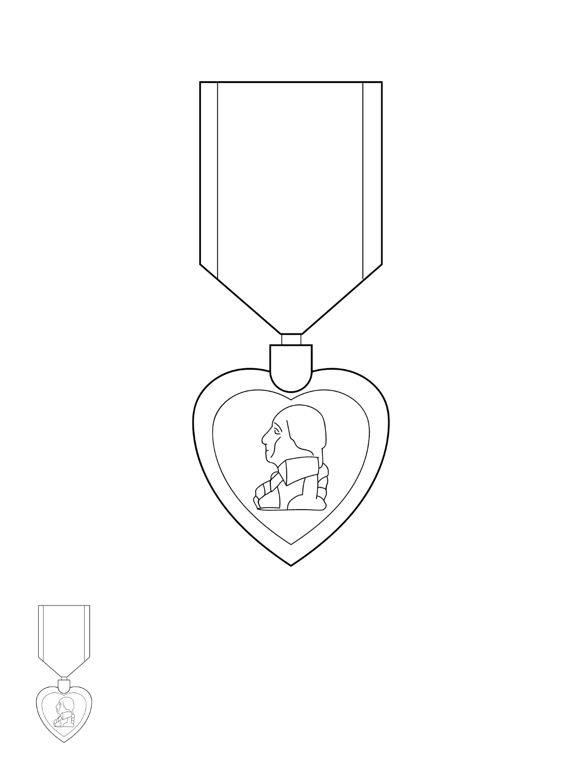 Purple Heart Coloring Page Template