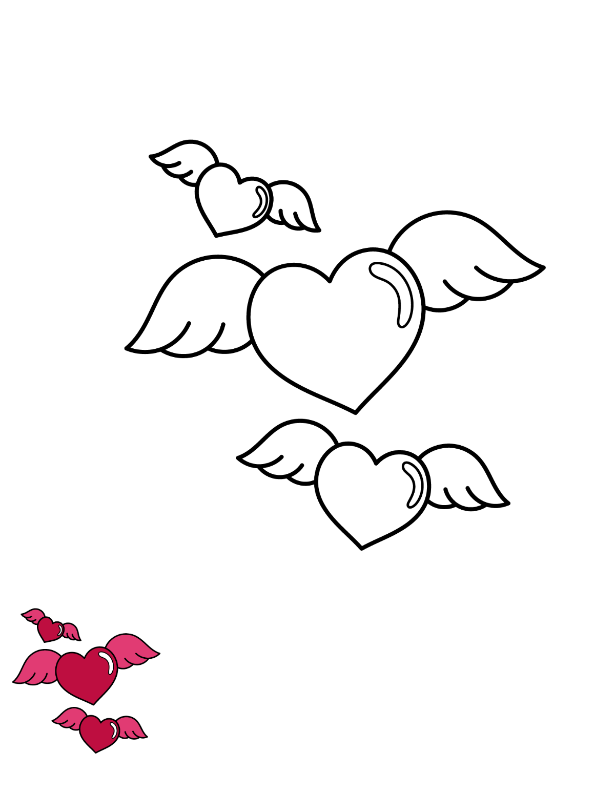 Heart With Wings Coloring Page Template