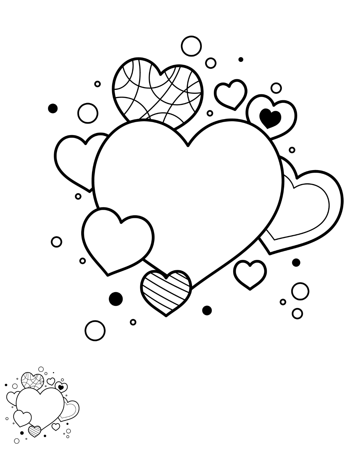 Heart Coloring Page for Adults Template