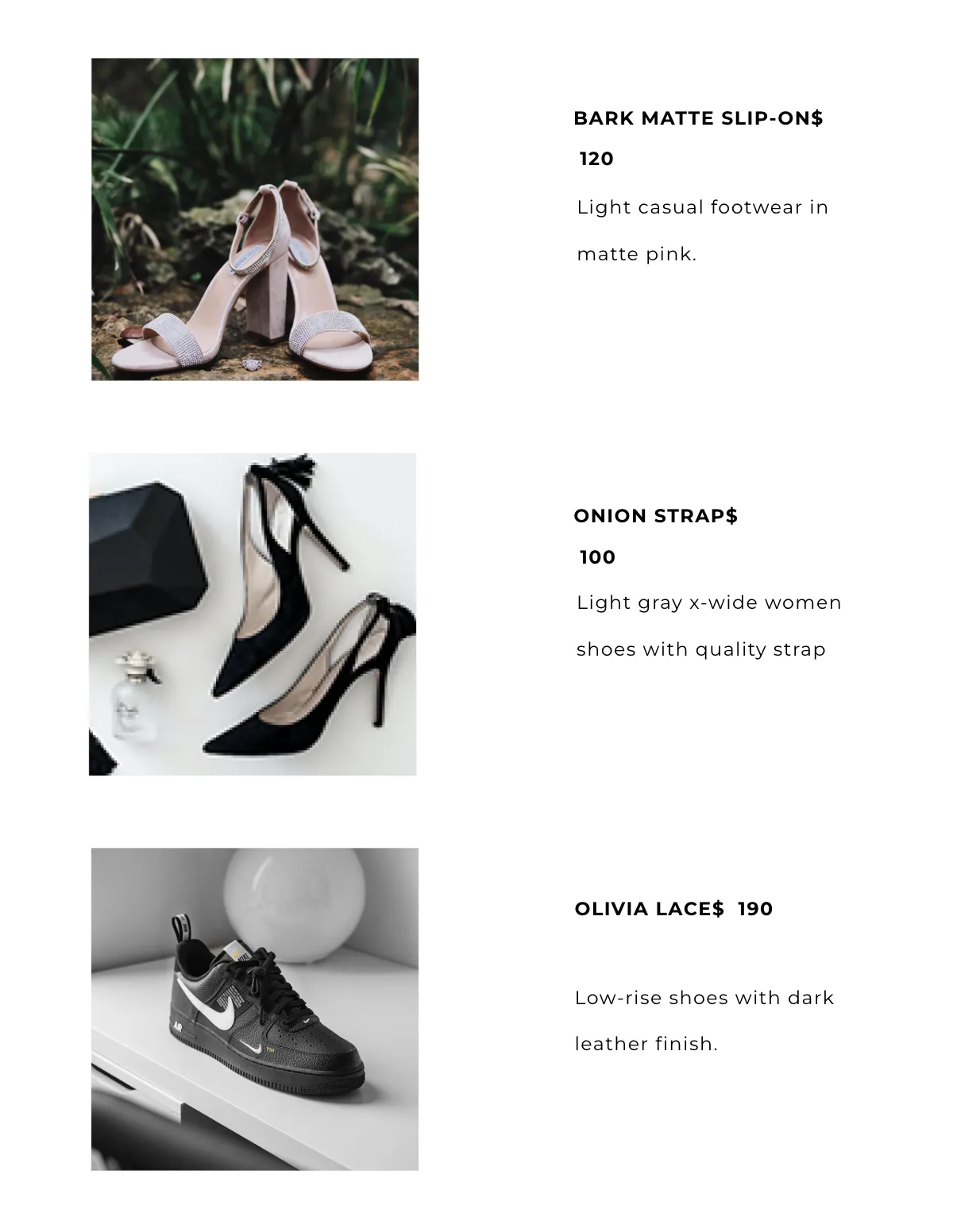 Free Women's Shoes Catalog Template to Edit Online