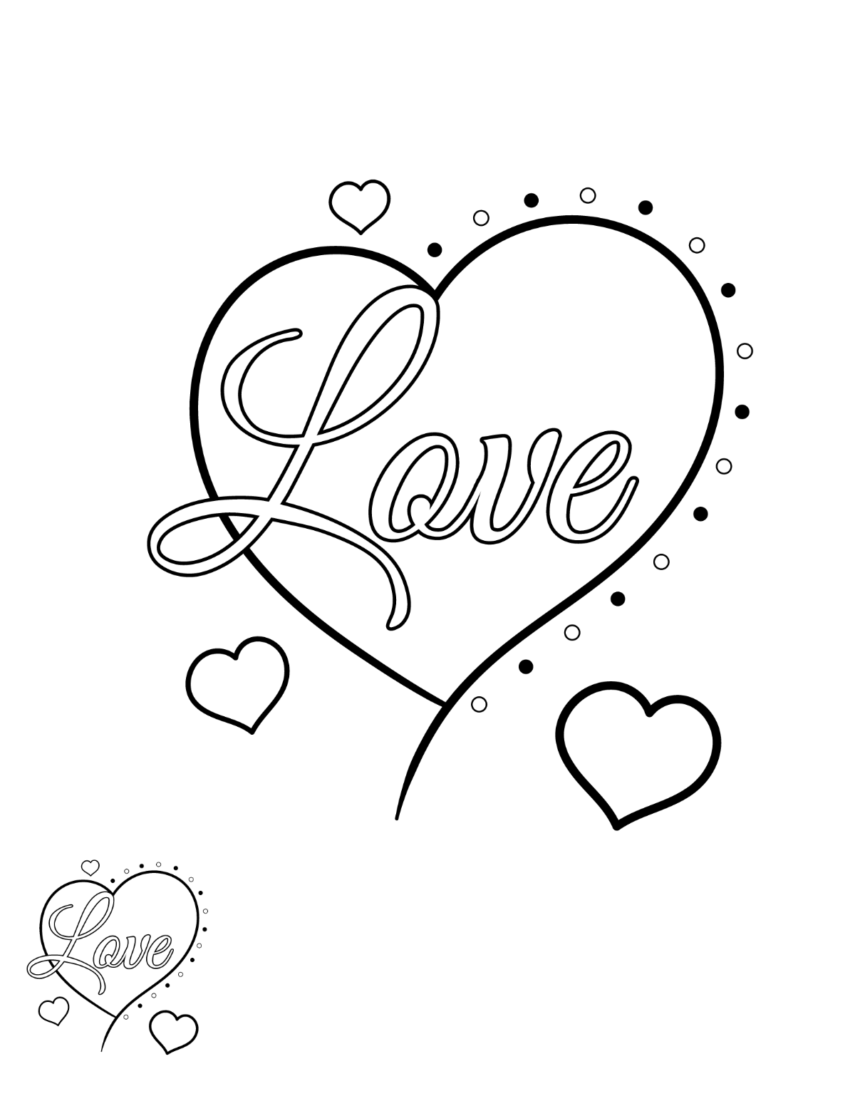 Love Heart Coloring Page Template
