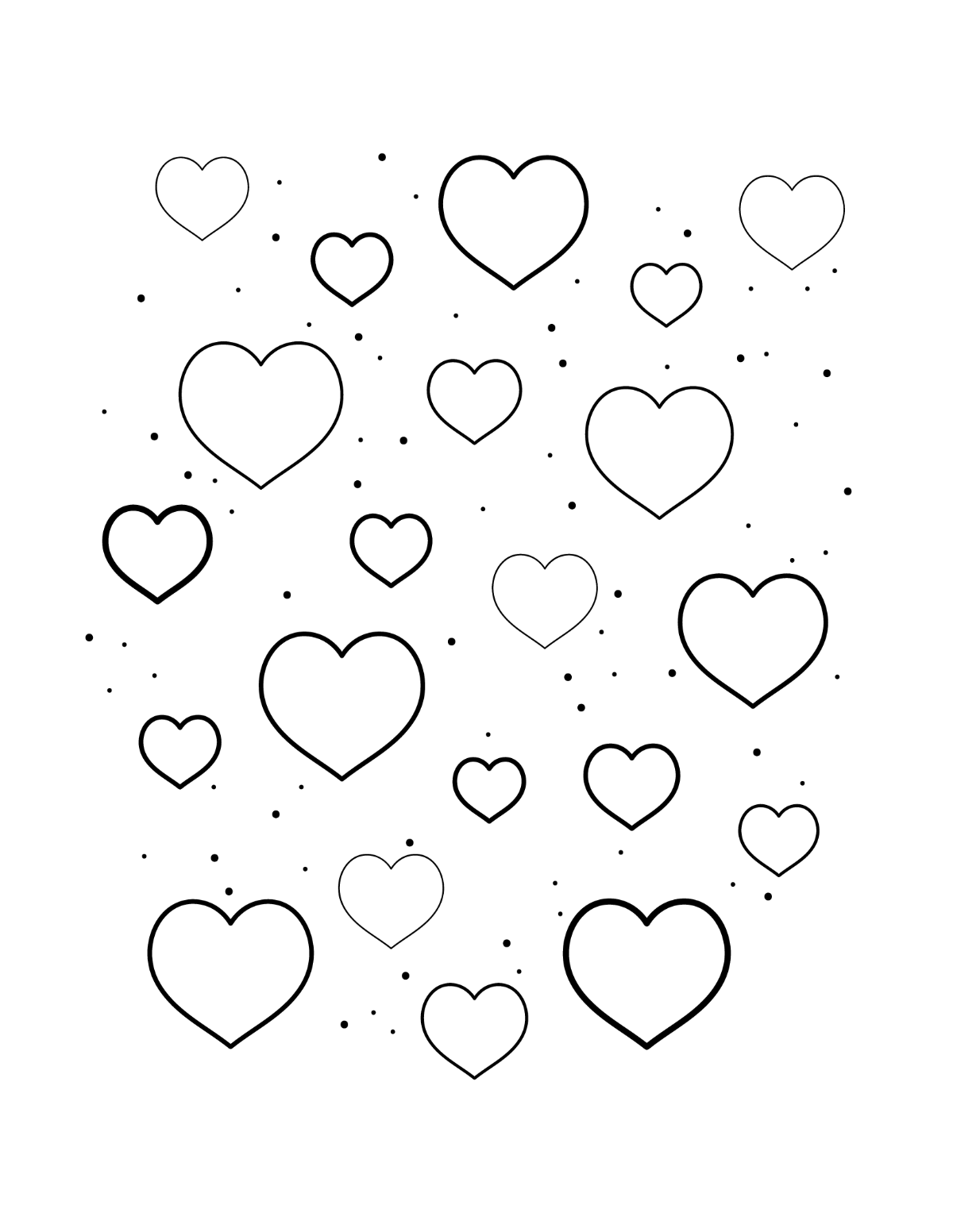 Small Heart Shape Coloring Page Template