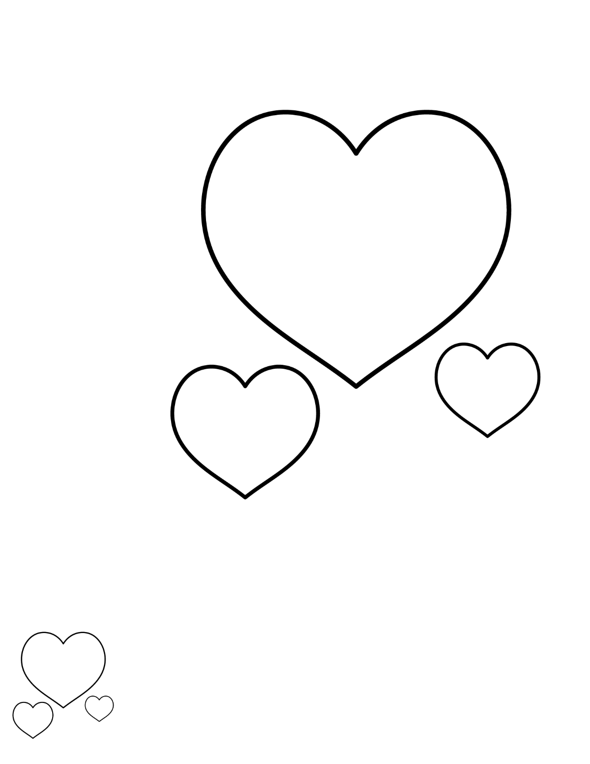 Simple Heart Shape Coloring Page Template