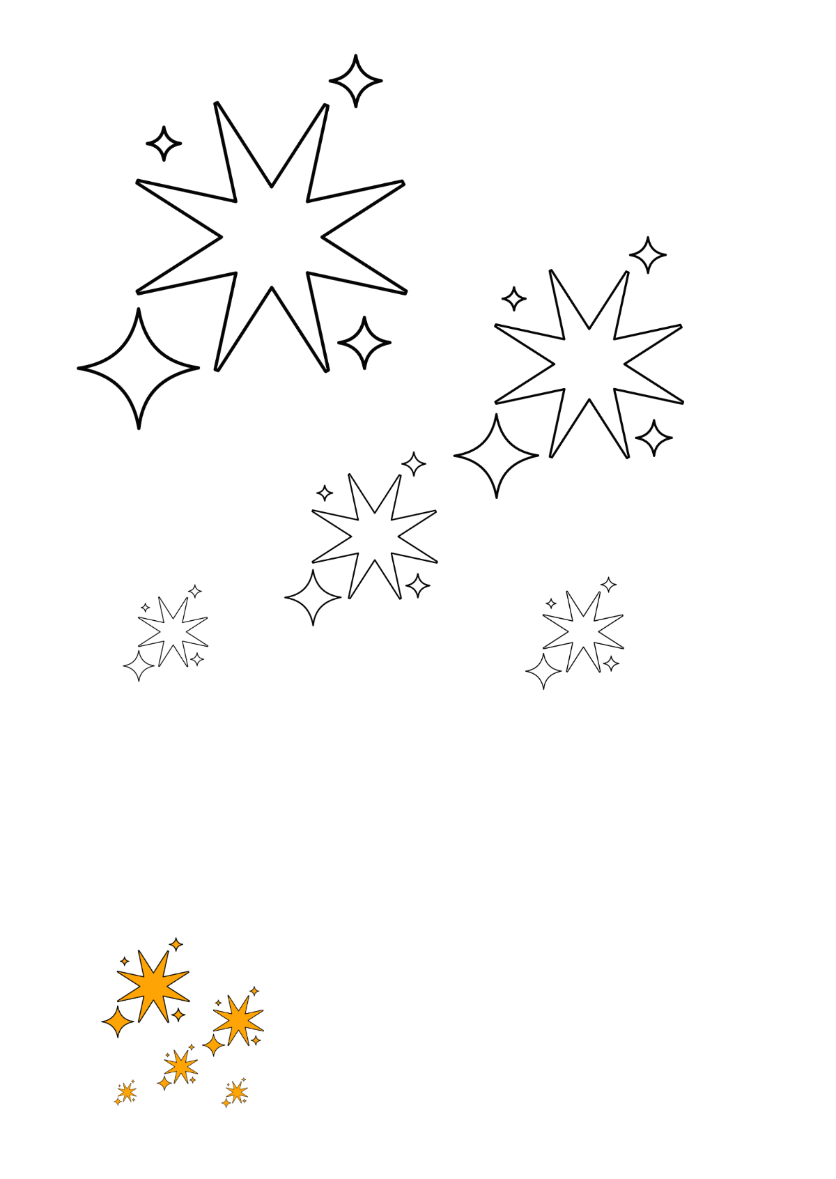 Free Orange Sparkle Coloring Page Template