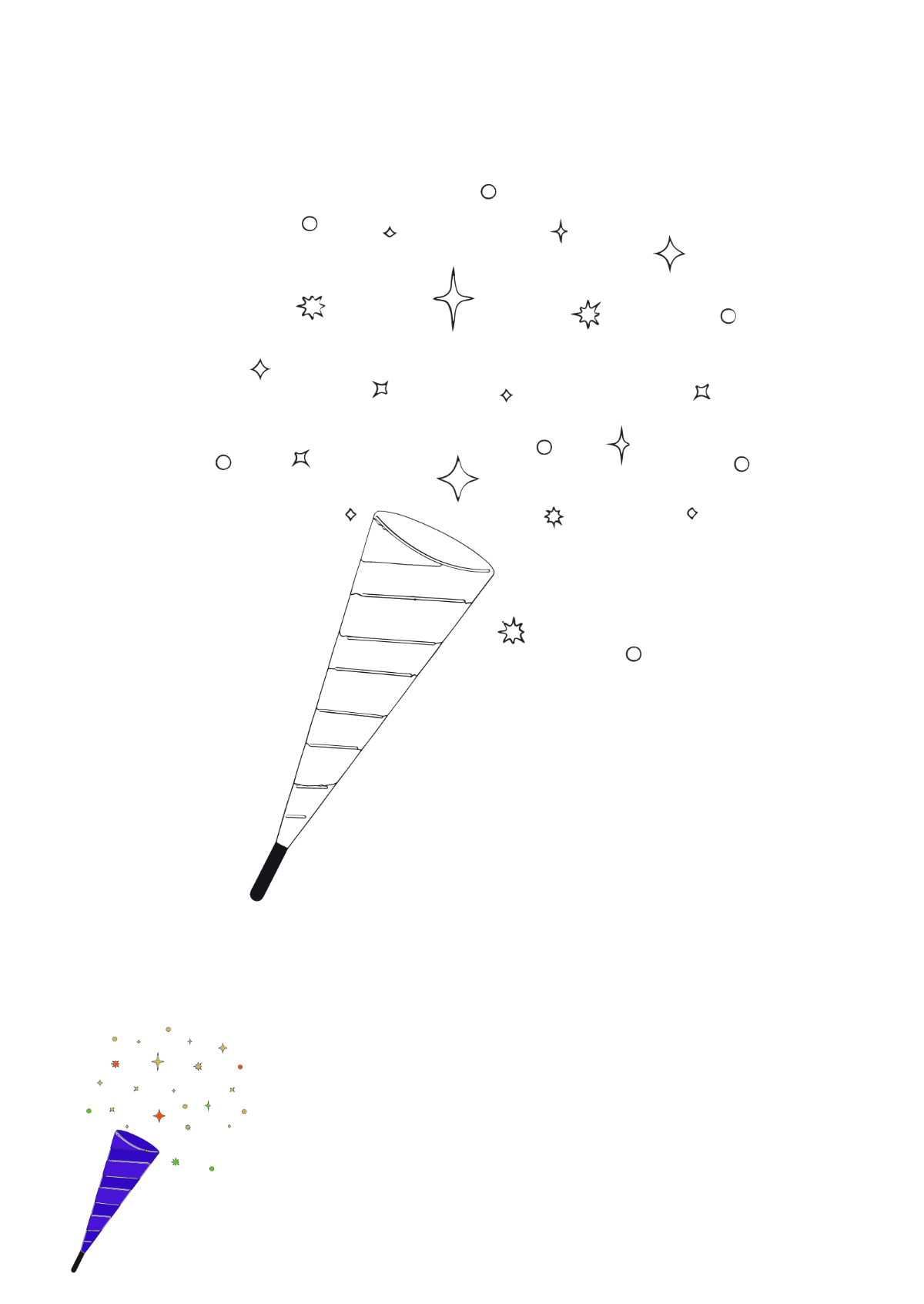 Party Sparkle Coloring Page Template
