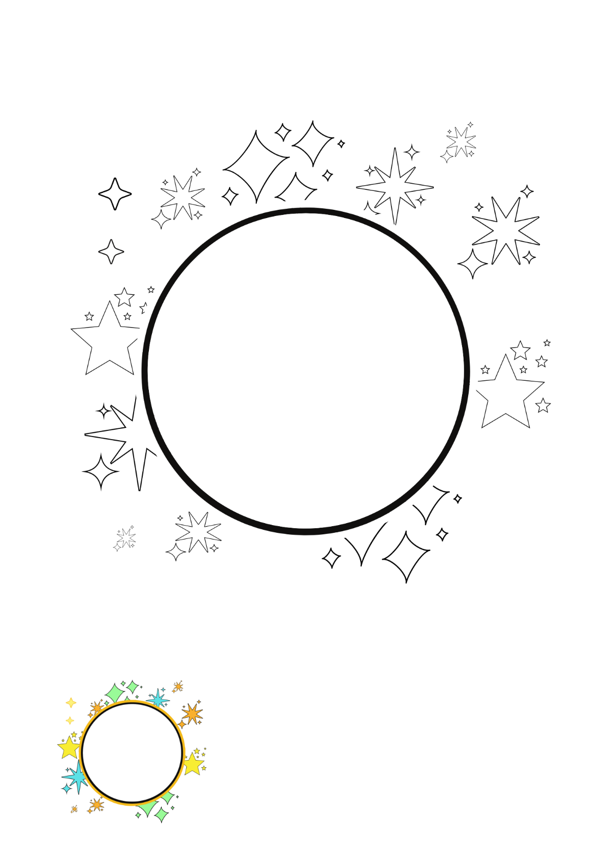 Round Sparkle Coloring Page