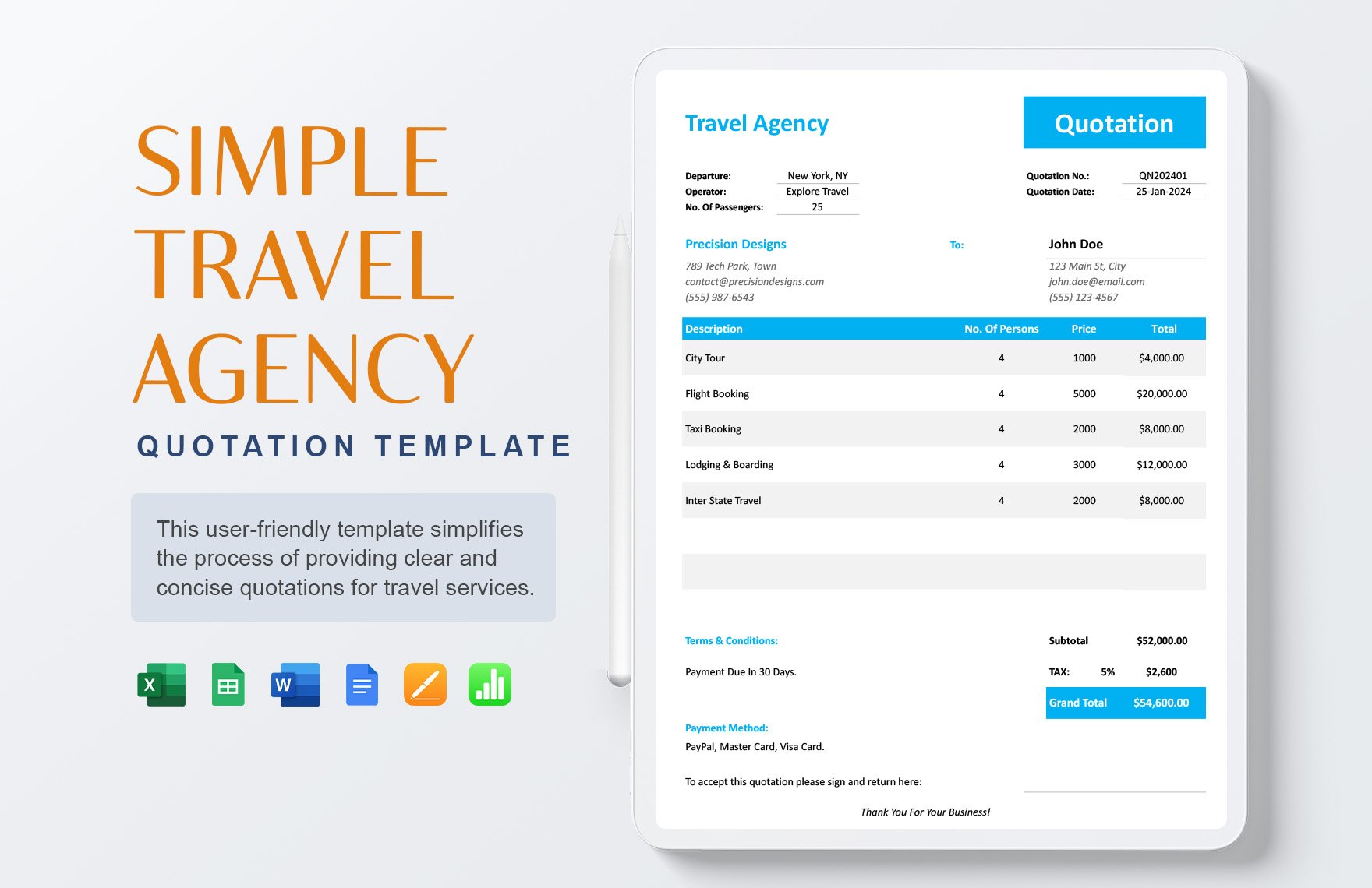 Simple Travel Agency Quotation Template