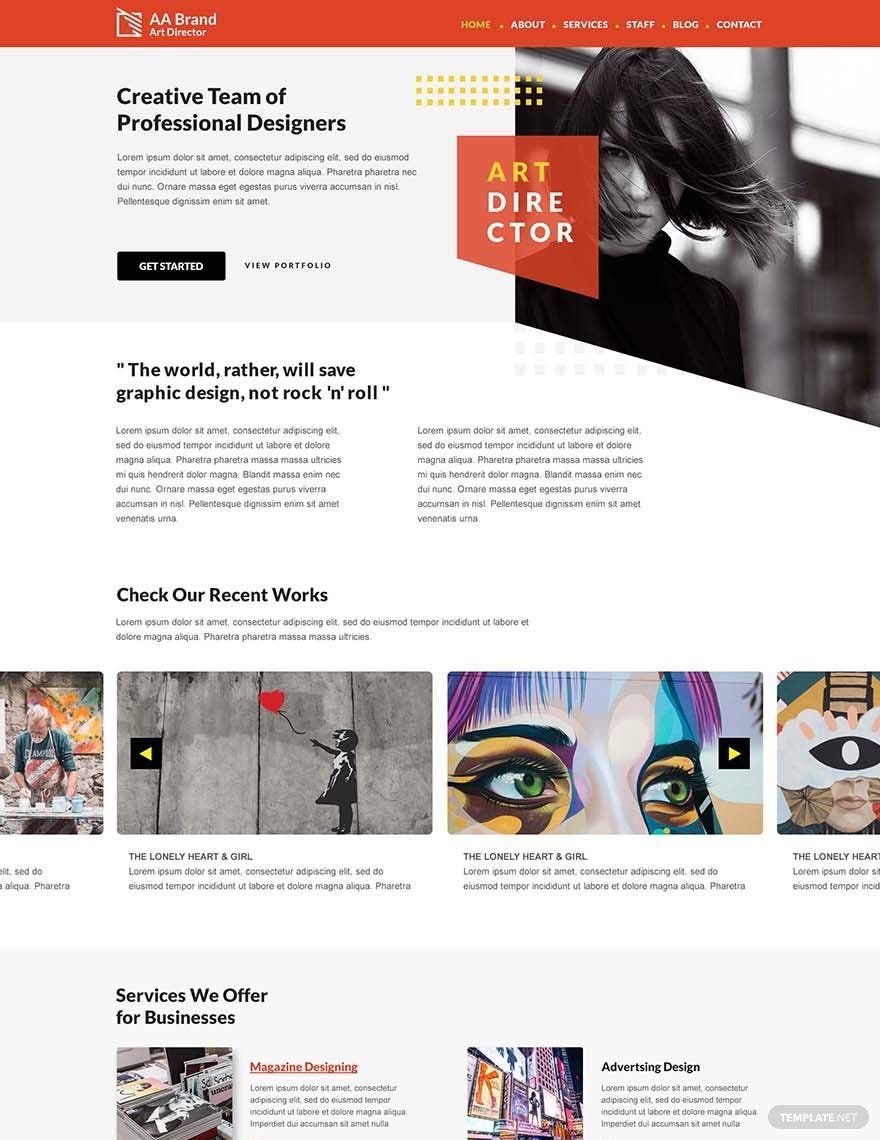 Art Director PSD Landing Page Template in PSD