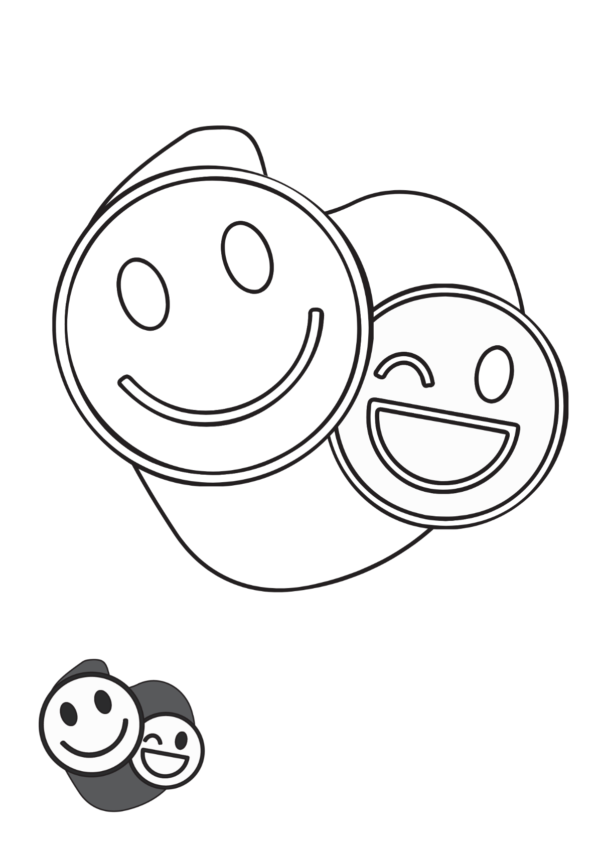 Free White Smiley coloring page Template