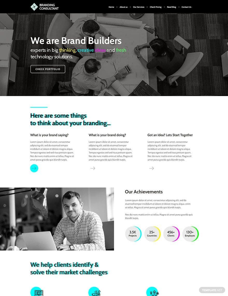 Branding Consultant PSD Landing Page Template in PSD