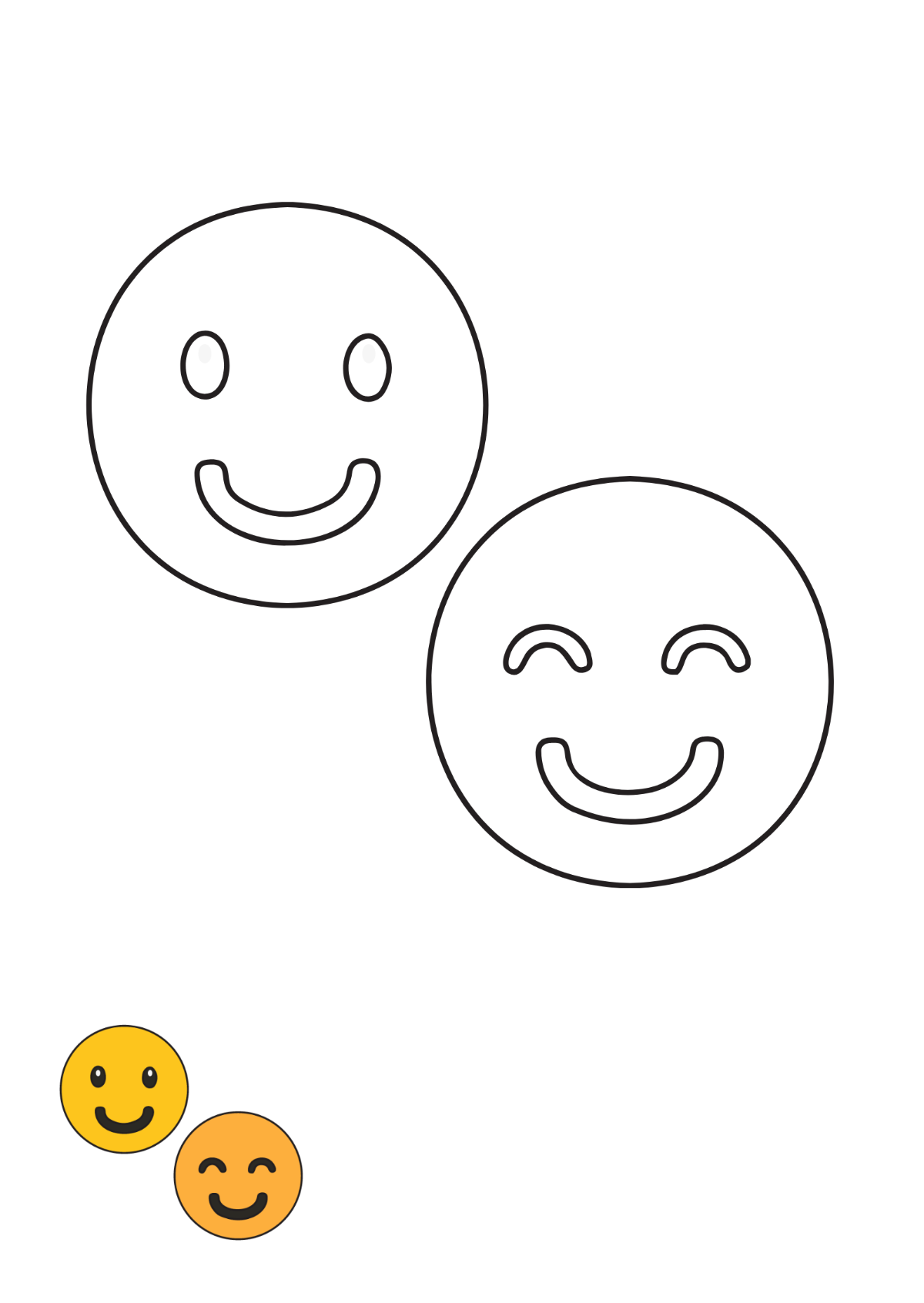 Flat Smiley coloring page Template