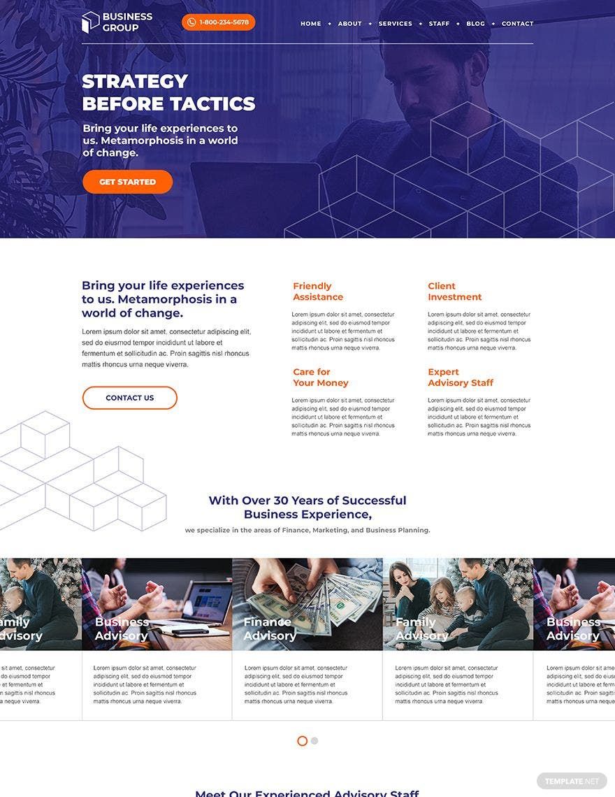 Business Advisor PSD Landing Page Template in PSD