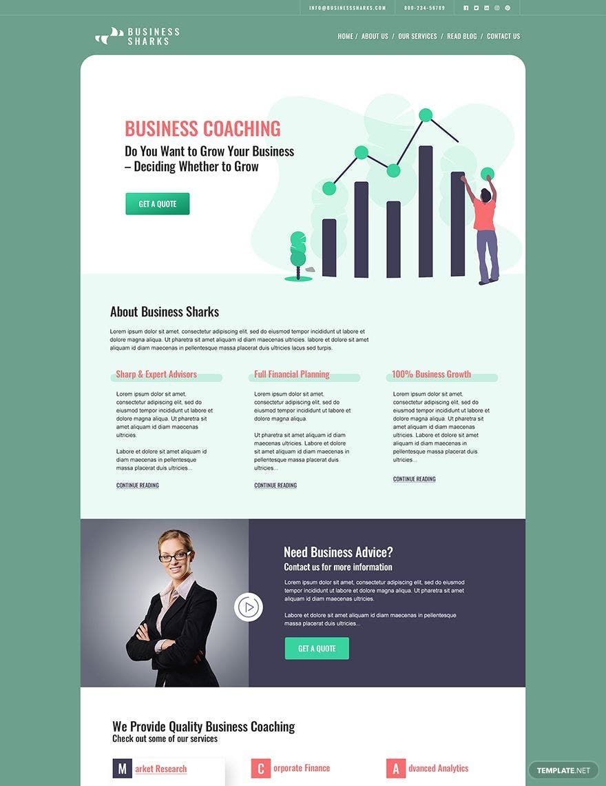 Business Coaching PSD Landing Page Template