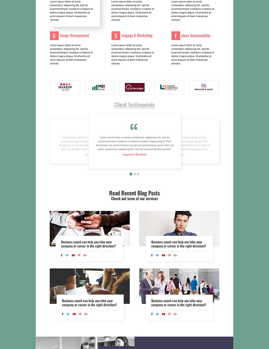 Business Coaching PSD Landing Page Template