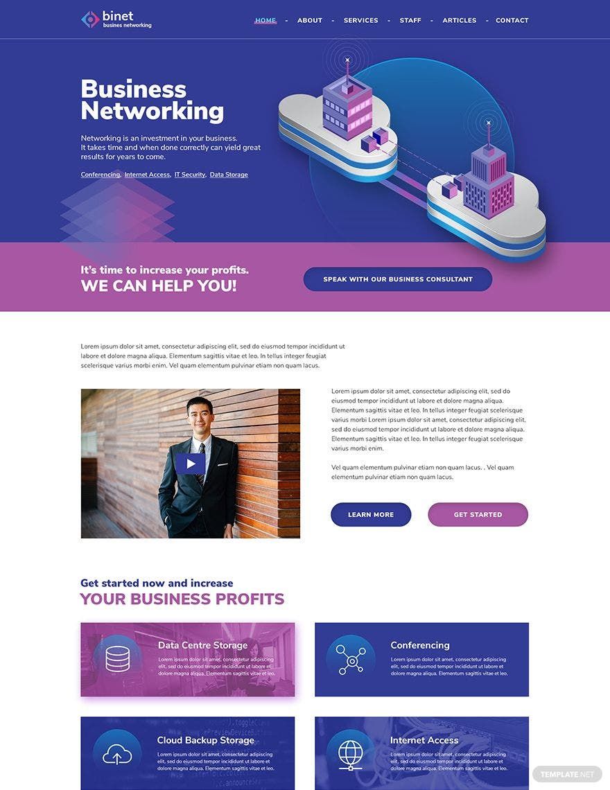 Business Networking PSD Landing Page Template in PSD