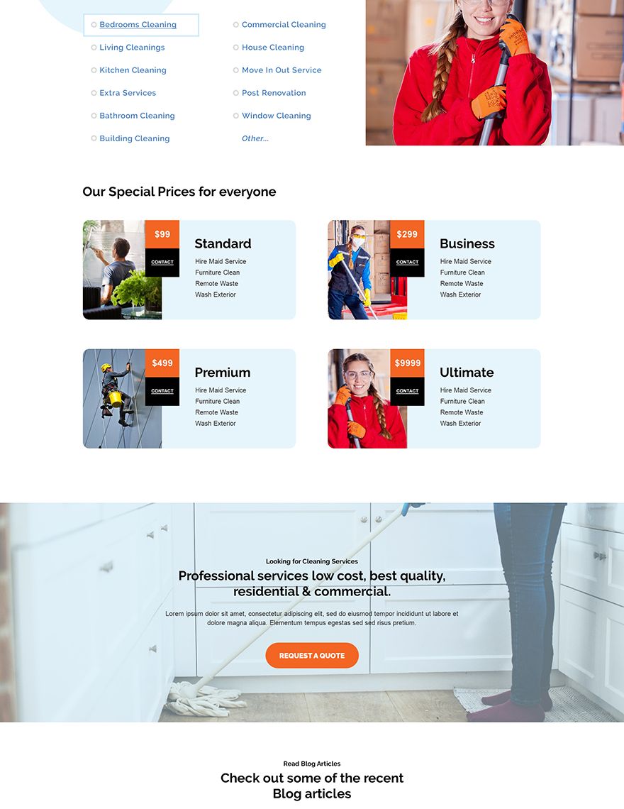 Cleaning Service PSD Landing Page Template