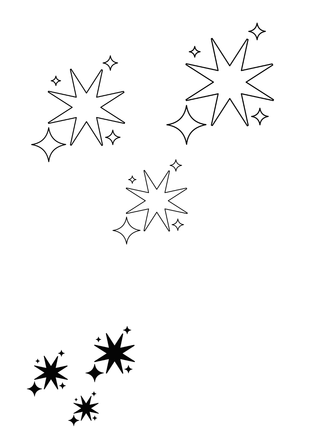 Free Black Sparkle Coloring Page Template